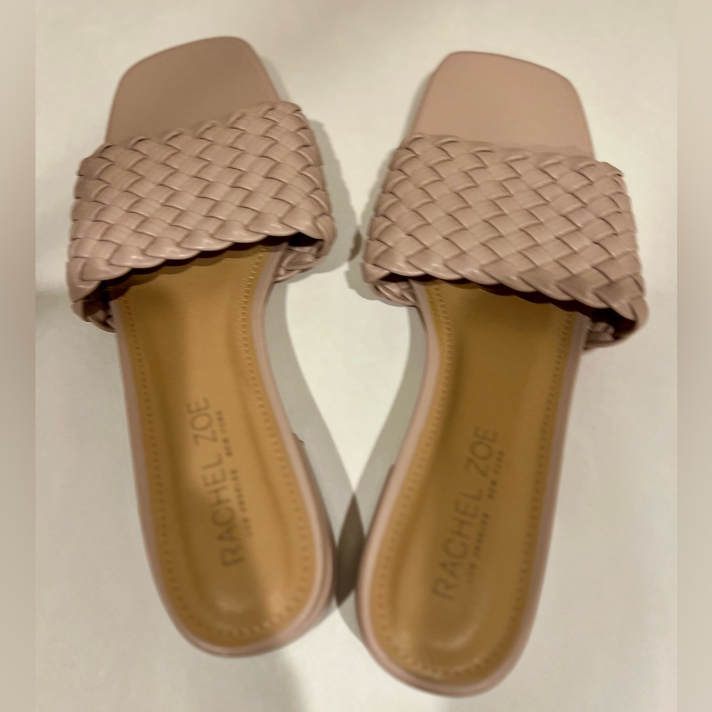 Rachel Zoe Sandals Womens 10M Nerida Slide Pink Faux Leather Braided Block